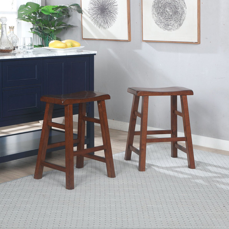 Gracie Oaks Bohl HeavyDuty Solid Wood Bar Stool/Counter Stool